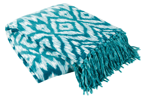 Plush Throw Blanket, Turquoise/white - Stole (500x500), Png Download