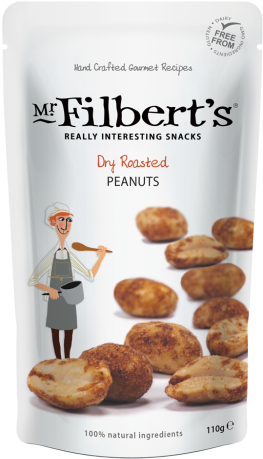 Dry Roasted Peanuts New Bigger Bag 110g - Mr+filbert's Mr Filbert's Dry Roasted Peanuts (300x488), Png Download