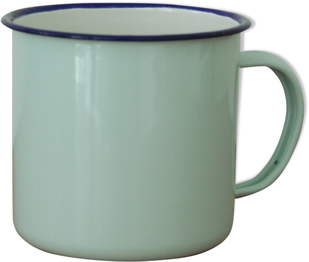 Green Enamelled Mug Of Water - Mug (1457x1457), Png Download