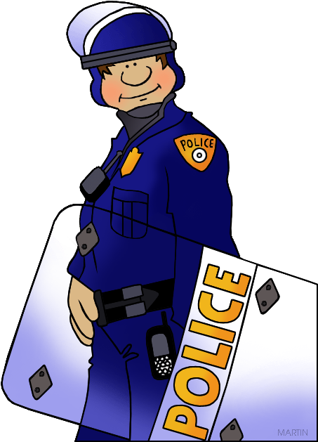 Occupations Clip Art By Phillip Martin, Police - Label The Police Officer (488x648), Png Download