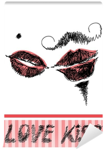 Minimalistic Valentine Greetings Card With Kissing - Stock Illustration (400x400), Png Download