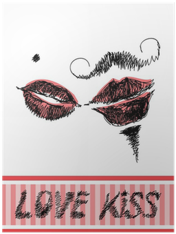 Minimalistic Valentine Greetings Card With Kissing - Kiss (400x400), Png Download