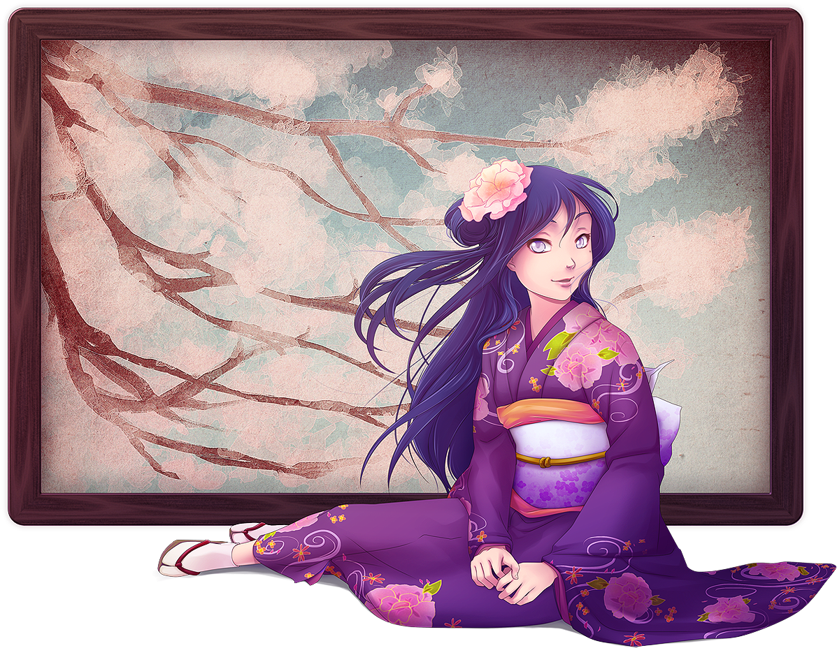 Image - Anime Girl In A Purple Kimono (1200x935), Png Download