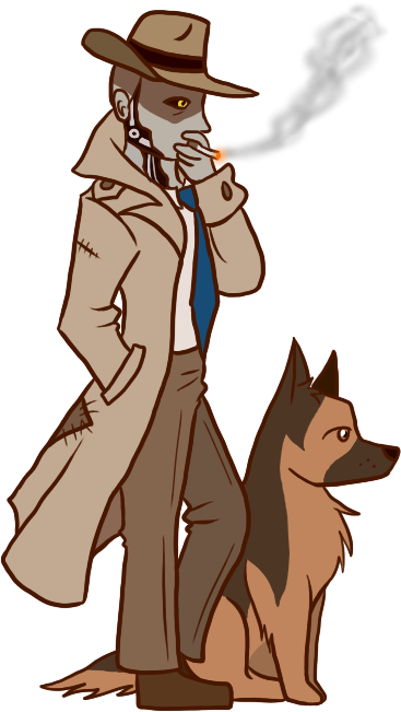 Nick Valentine Dogmeat By Thejonwalter Fallout 4 Nick - Dogmeat And Nick Valentine (367x651), Png Download