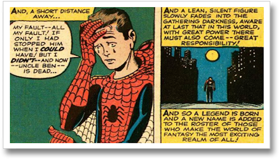 Spider-man First Web Swung Into Our Lives In August - Great Power Comes Great Responsibility Panel (600x350), Png Download