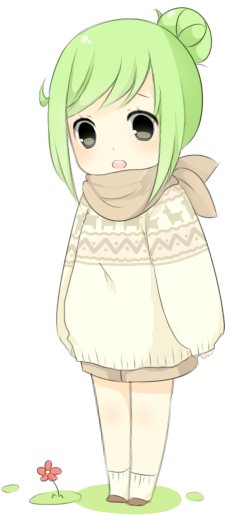 Flower By Sunnypop - Chibi Girl Green Hair (270x520), Png Download
