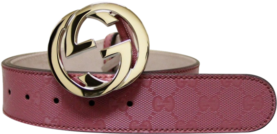 Gucci Women's Pink Gg Canvas Interlocking G Buckle - Belt Buckle (570x570), Png Download