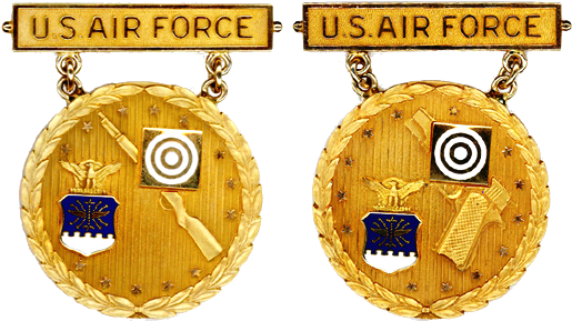 Former Usaf Gold National Eic Badges - Air Force Marksman Badge (523x302), Png Download