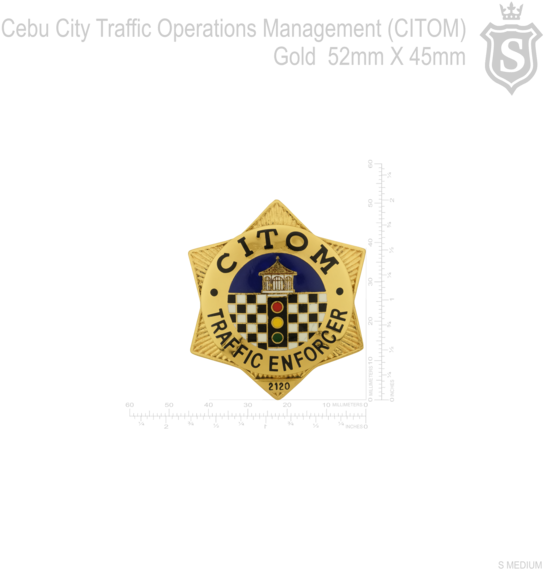 Cebu City Traffic Operations Management Badge Gold - Citom (600x600), Png Download
