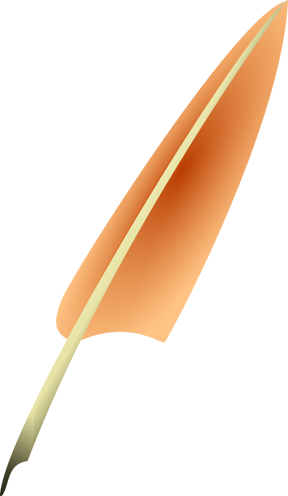 Small - Orange Feather Pen Transparent (348x599), Png Download