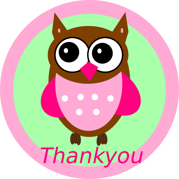 Microsoft Clipart Owl - Cute Thank You Clip Art (600x600), Png Download