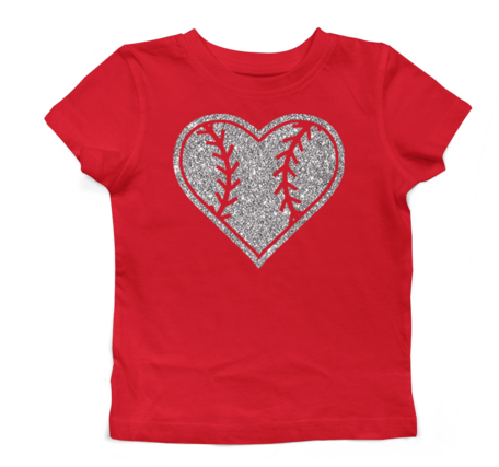 Silver Glitter Baseball Heart Shirts, Hoodies, Tank - T-shirt (468x480), Png Download