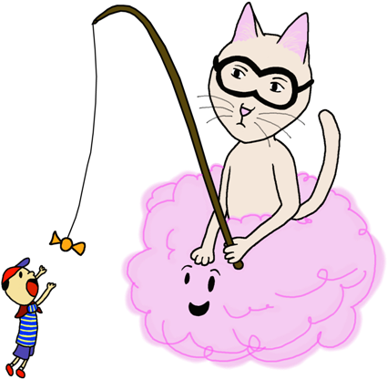 Swimming Lakitu Cat - Cartoon (614x461), Png Download