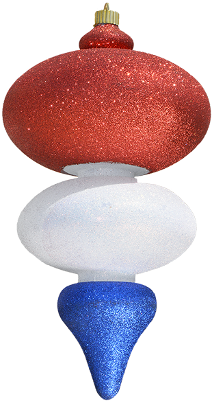 15" Red/white/blue Glitter Finial Large Christmas Ornament - Christmas Ornament (400x600), Png Download