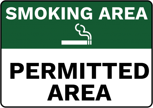 Smoking Area Permitted Sign - No Smoking Restricted Area (500x354), Png Download