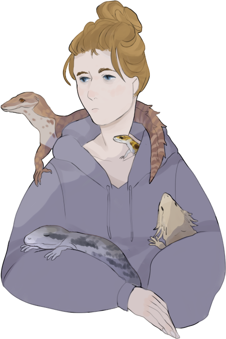 I Drew Me, Lizard Queen Ft - Blue Tongue Skink Drawing (490x714), Png Download