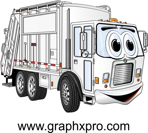 White Garbage Truck Cartoon - Cartoon Garbage Truck .png (735x554), Png Download