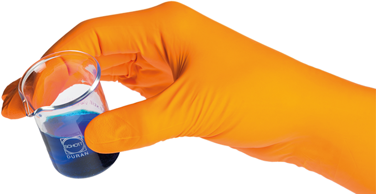 Shieldskin™ Latex Gloves And Shieldskin™ Nitrile/polychloroprene - Orange Lab Gloves (800x401), Png Download