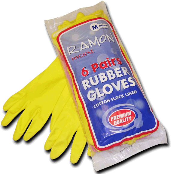 Rubber Yellow House Gloves (gl001) Image - Rubber Glove (591x590), Png Download