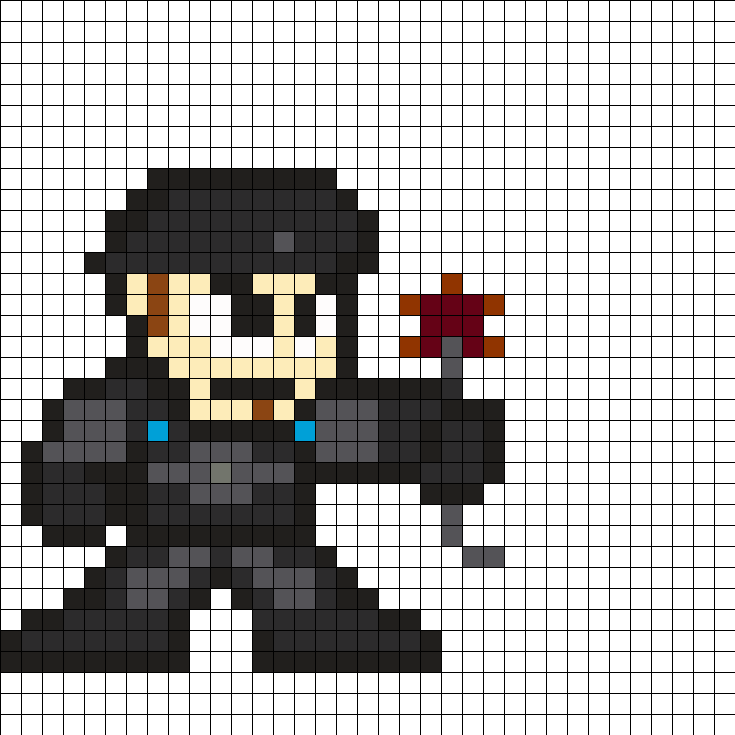 Gears Of War Perler Bead Pattern - Black Panther Pixel Art Grid (735x735), Png Download