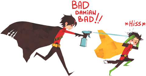 Batman Dc Comics Damian Wayne Tim Drake Red Robin - Tim Drake Damian Wayne Cats (500x299), Png Download