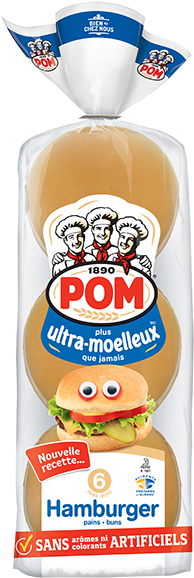 Pom® Ultra Moelleux Hamburger Buns 6-pack - Pom Ultra Moelleux Superclub White Bread (307x648), Png Download