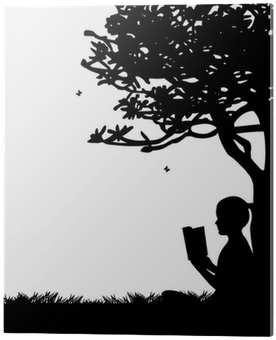 Girl Reading A Book Under The Tree In Spring In Park - Couple On Swing Silhouette (400x400), Png Download