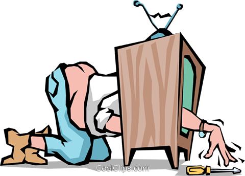Handyman Royalty Free Vector Clip Art Illustration - Tv Repair (480x344), Png Download