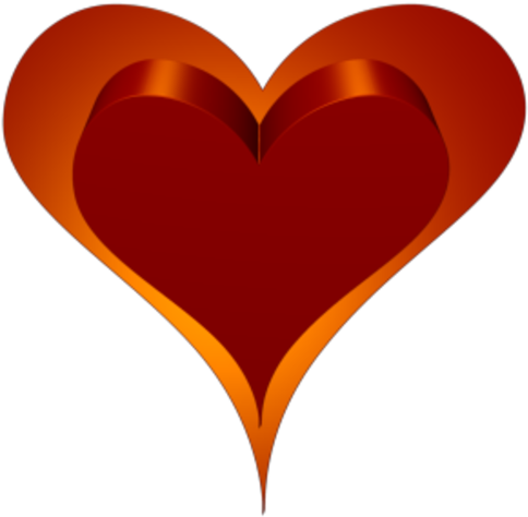 Heart D Double Red Orange Outside Heart Transparent - Heart (600x480), Png Download