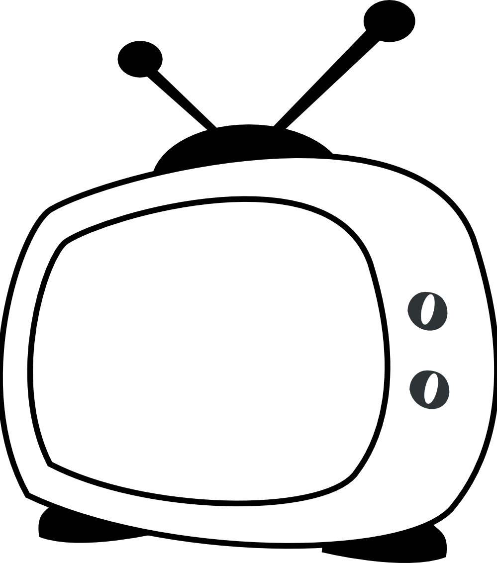 Tv Black White Line Art 999px 68 - Line Art (999x1132), Png Download