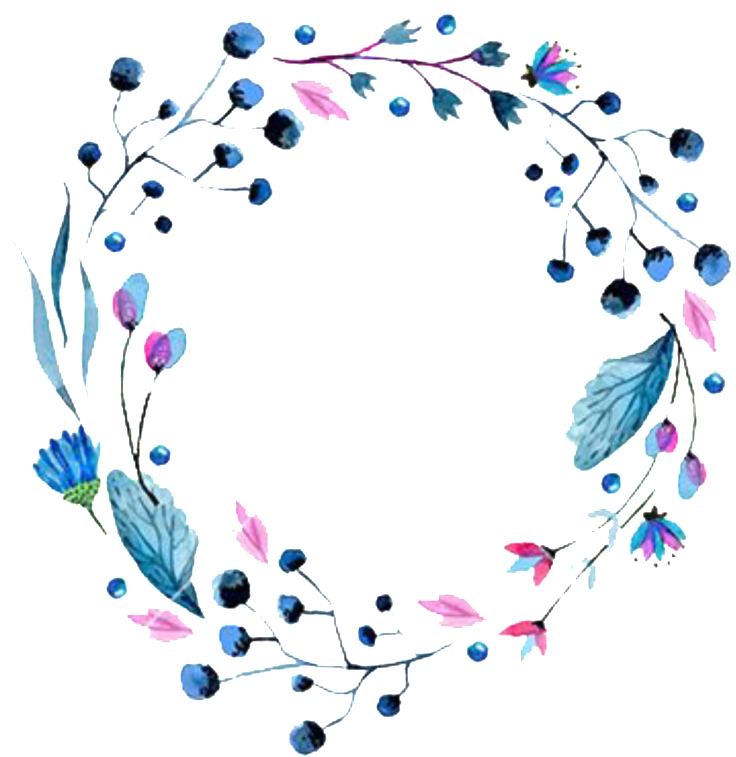 Temperament Literary Blue Feather Hand-painted Garland - Floral Wreath Watercolor Hd (1024x1024), Png Download