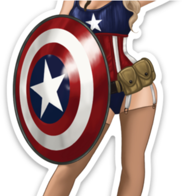 Pinup Captain America Sticker - Captain America Pin Up (400x400), Png Download