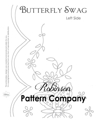 Butterfly Swag Hand Embroidery Pattern - Embroidery (380x480), Png Download