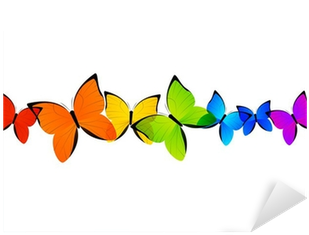 Rainbow Butterflies Border For Your Design Sticker - Horizontal Butterfly Border Clip Art (400x400), Png Download