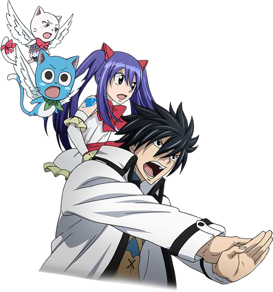 Gray Wendy Happy And Carla Movie - Fairy Tail Wendy And Gray (550x583), Png Download