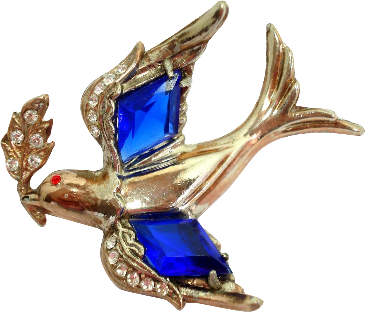 1940's Figural Bird Pin Brooch Dove With Olive Branch - Jewellery (1245x1245), Png Download