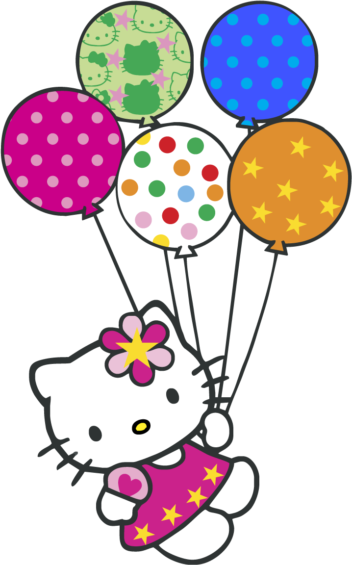 Hello Kitty Balloons Logo Vector Graphic - Hello Kitty Birthday Png (1200x1200), Png Download