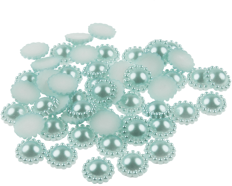 50 Aqua Flower Shape Flat Back Pearl 12mm - Pearl (800x800), Png Download