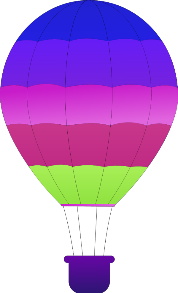 Horizontal Striped Hot Air Balloons - Hot Air Balloon Clip Art (600x985), Png Download