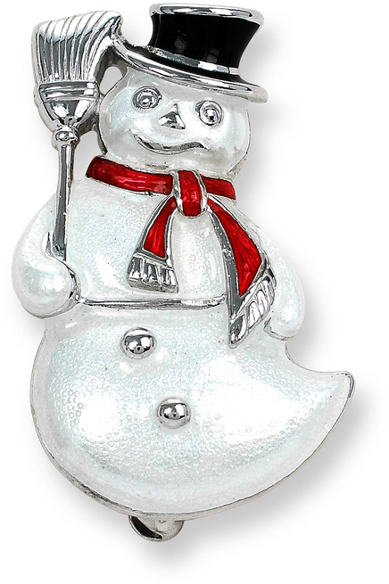 Nicole Barr Designs Sterling Silver Snowman Brooch-white - Silver (800x800), Png Download