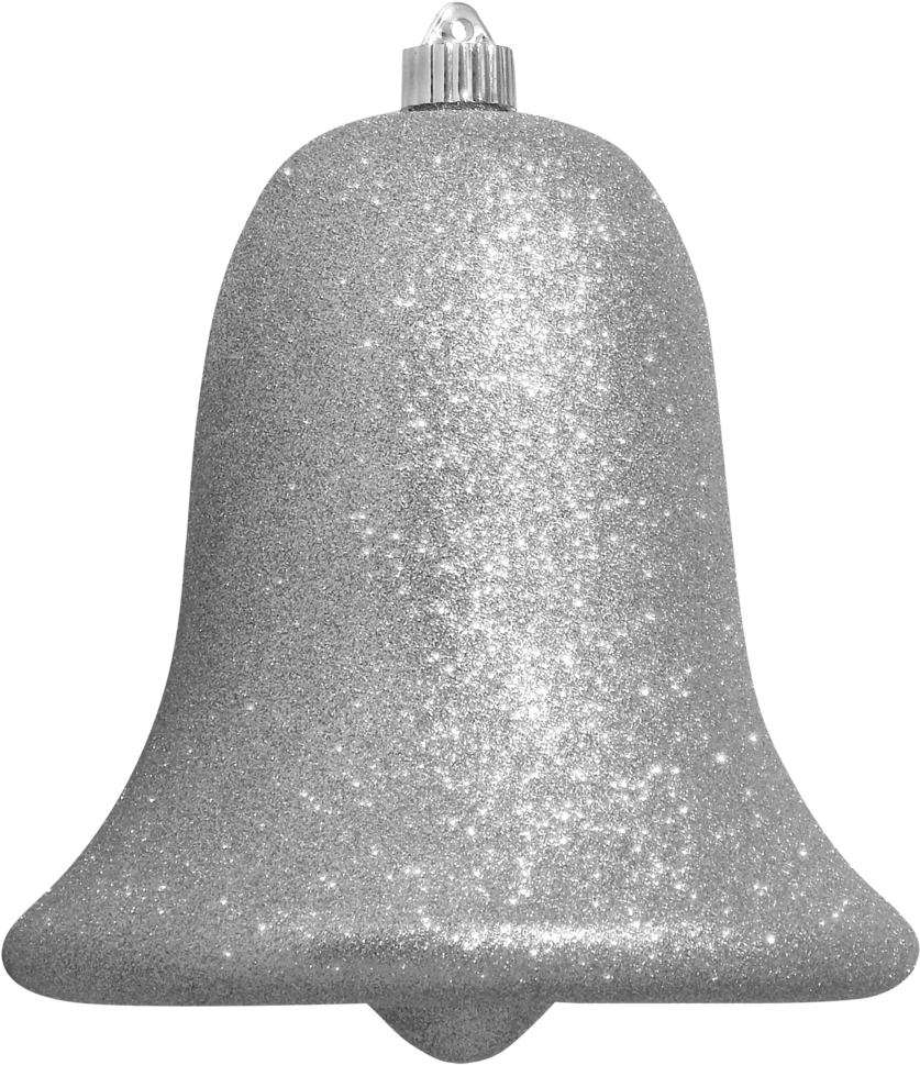 Silver Glitter Bell Large Christmas Ornaments - Christmas Day (1000x1000), Png Download