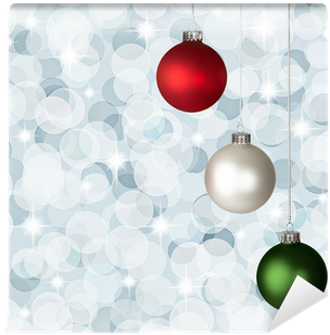 White, Red And Green Christmas Ornaments On Silver - Red White And Green Ornaments (400x400), Png Download