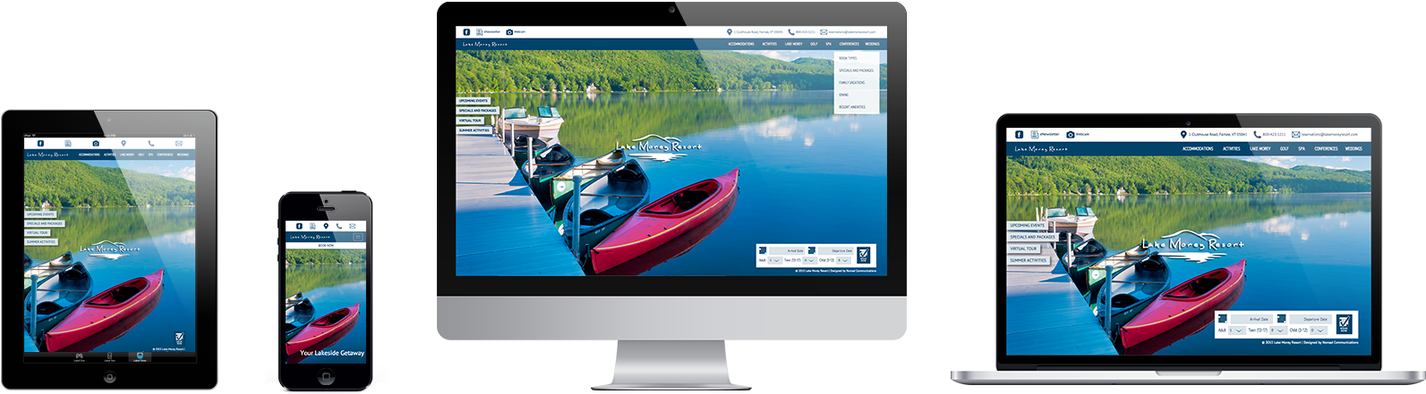 Ipad, Iphone, Imac, And Macbook Showing The Lake Morey - Macbook (1926x653), Png Download