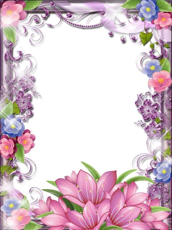 Very Glittery, Sparkle, Pink And Purple Flower Girlie - Beautiful Border For Project (600x800), Png Download