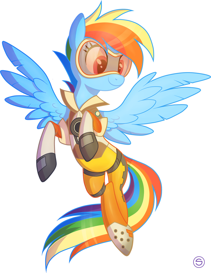 Stasysolitude, Clothes, Crossover, Goggles, Overwatch, - Tracer Rainbow Dash (735x950), Png Download