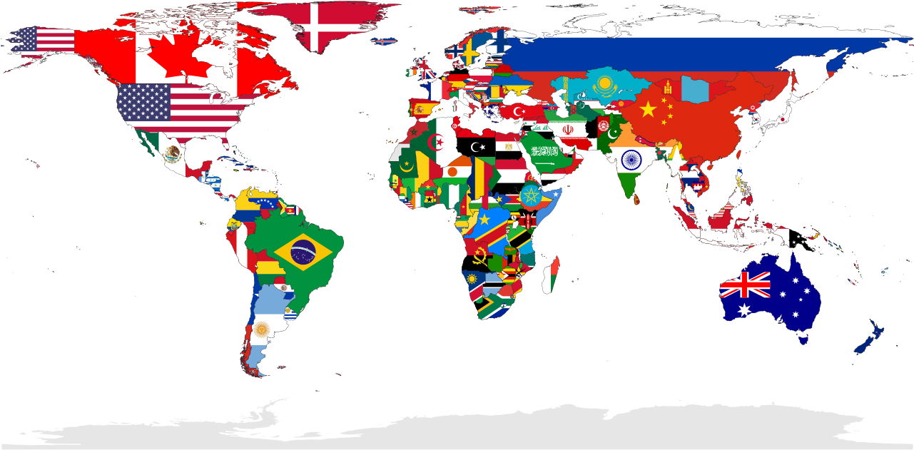 Map Of The World With Country Flags (800x400), Png Download