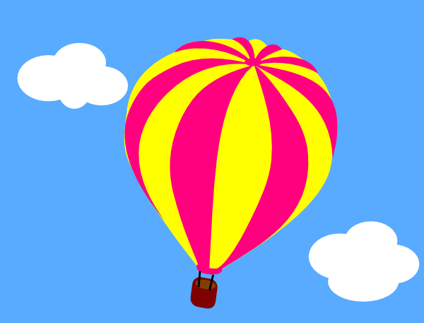 Hot Air Balloon In The Sky With Clouds Clip Art - Hot Air Balloon In The Sky Clipart (600x457), Png Download
