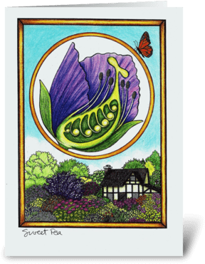 Sweet Pea Greeting Card - Tote Bag - Sweet Pea Circle By Vida (350x396), Png Download