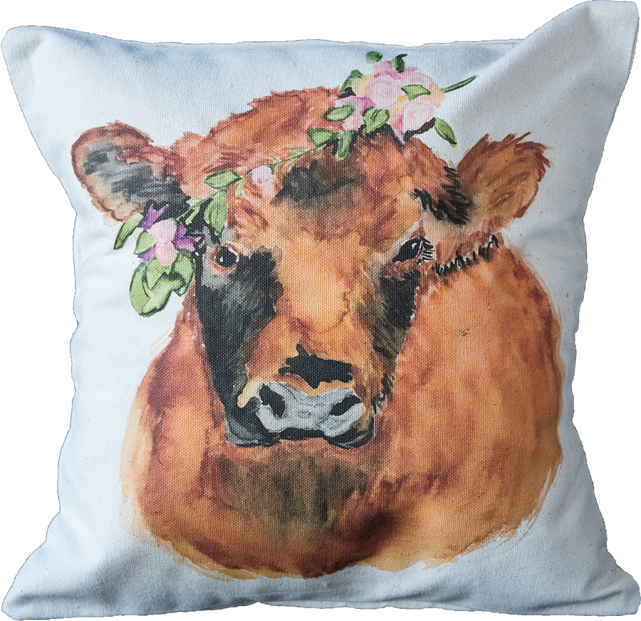 Red Floral Cow - Bedroom (900x871), Png Download