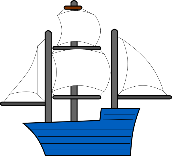 Blue Sailing Ship Svg Clip Arts 600 X 542 Px (600x542), Png Download